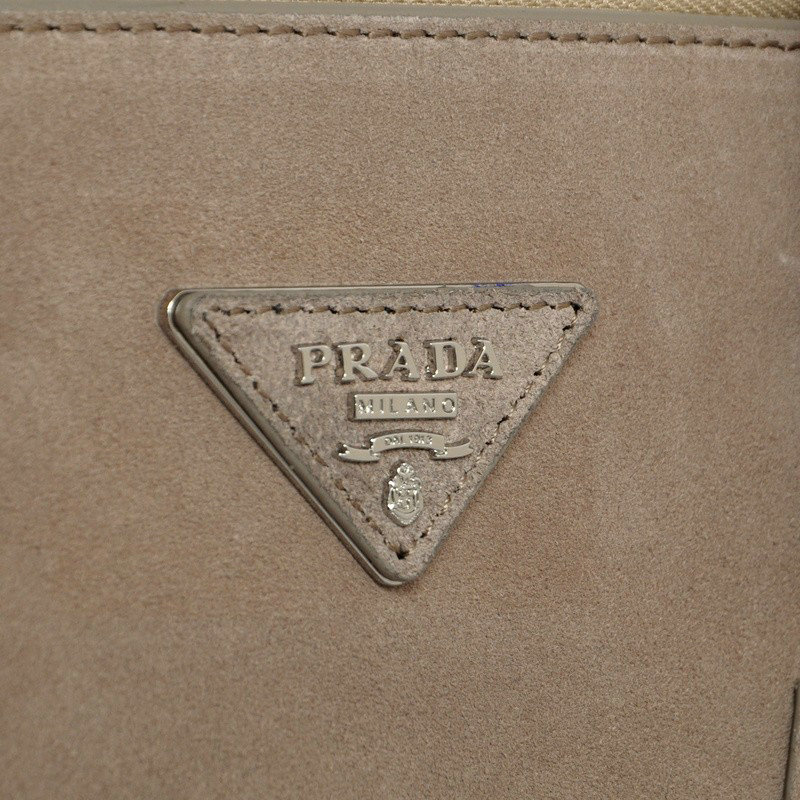 2014 Prada Suede Leather Tote Bag BN2619 grey